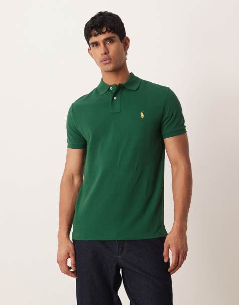 Polo Ralph Lauren – Custom-Slim-Fit-Polohemd aus Pikee in Grün mit gesticktem Pony - view 1