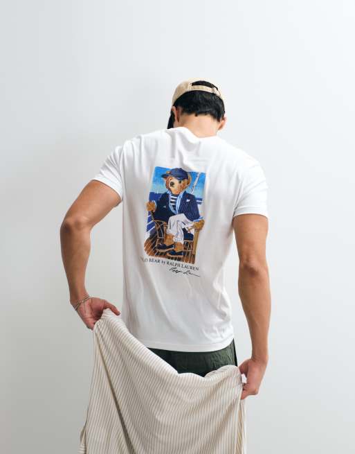 Polo Ralph Lauren – Custom-Slim-Fit-T-Shirt in Weiß mit Bear-Print, 5 von 5
