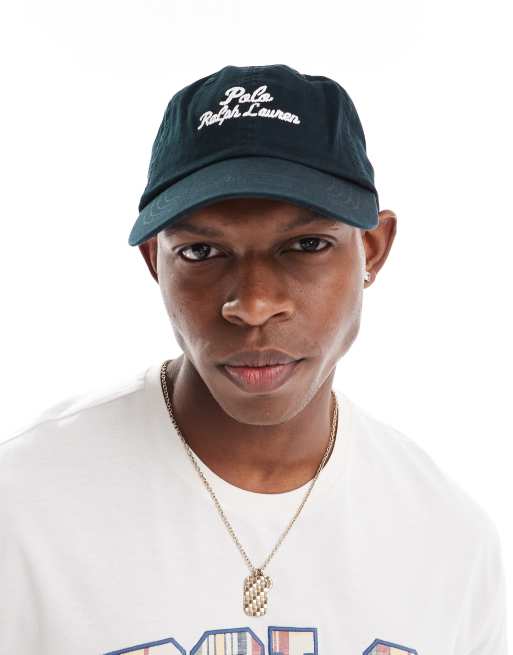 Polo Ralph Lauren – Czarna czapka bejsbolówka z diagonalu z logo z napisem