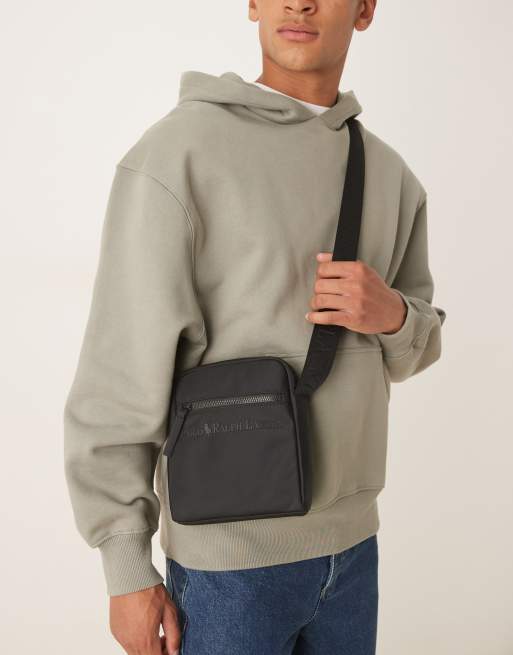 Polo Ralph Lauren – Czarna nylonowa duża torebka crossbody z logo