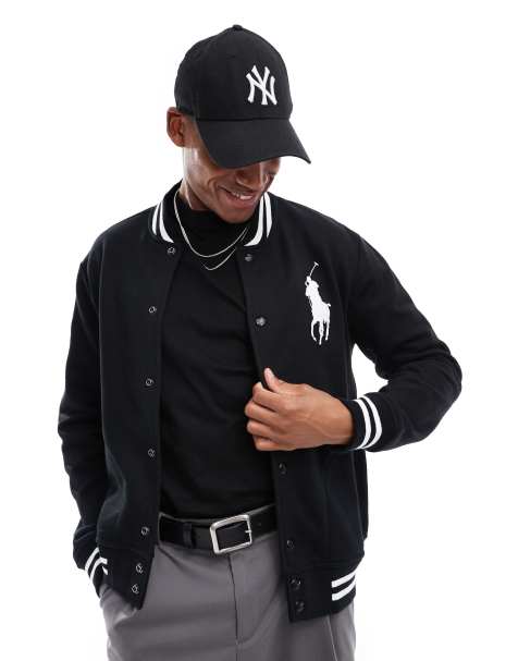 Polo Ralph Lauren – Czarna polarowa kurtka baseballówka z logo player - view 1