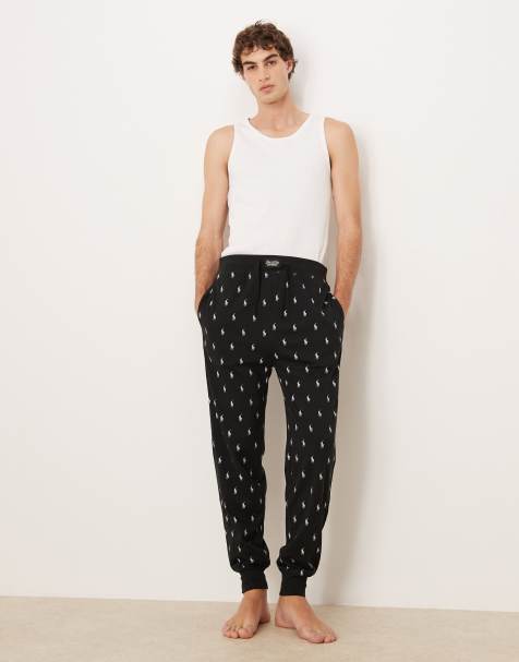 Polo Ralph Lauren loungewear jogger in black with all over pony logo
