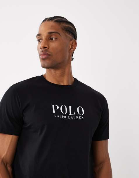 Polo Ralph Lauren loungewear t-shirt in black with chest text logo
