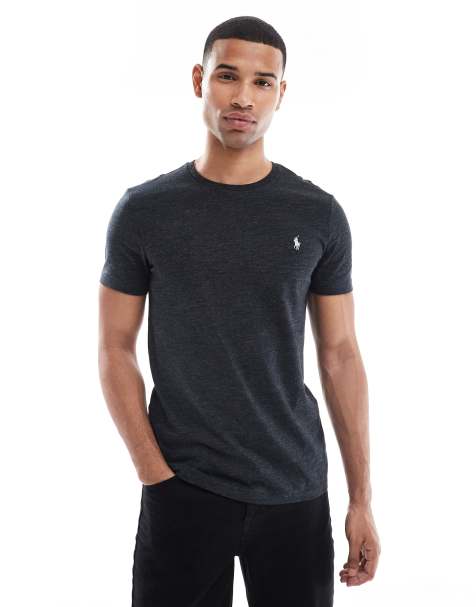 Polo Ralph Lauren icon logo custom fit t-shirt in black marl 