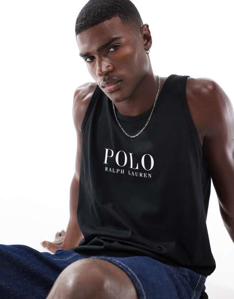Polo Ralph Lauren lounge vest with chest text logo in black