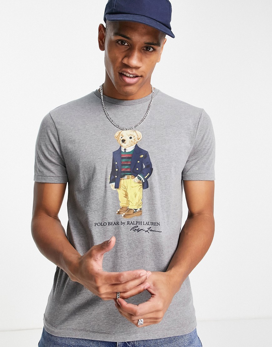 Polo Ralph Lauren dandy bear print t-shirt in gray heather