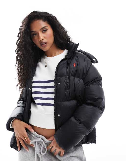 Black polo puffer jacket online