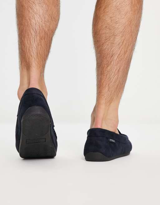 Polo Ralph Lauren declan moccasin slippers in navy and cream