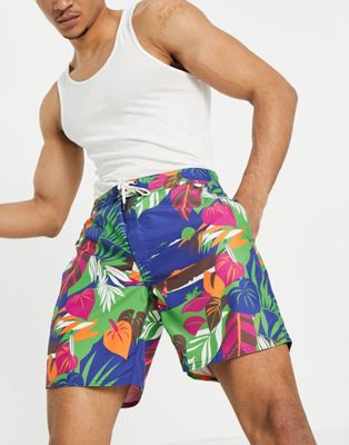 Polo Ralph Lauren deco tropical seascape print Island swim shorts in navy