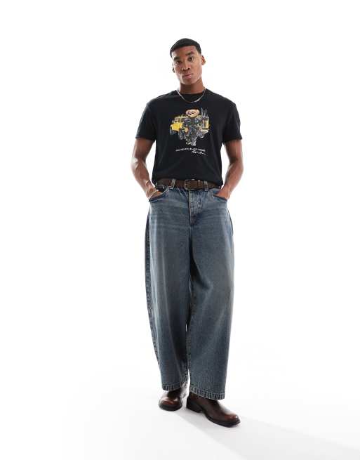 Polo Ralph Lauren defender bear print t-shirt classic oversized fit in black, 4 of 4