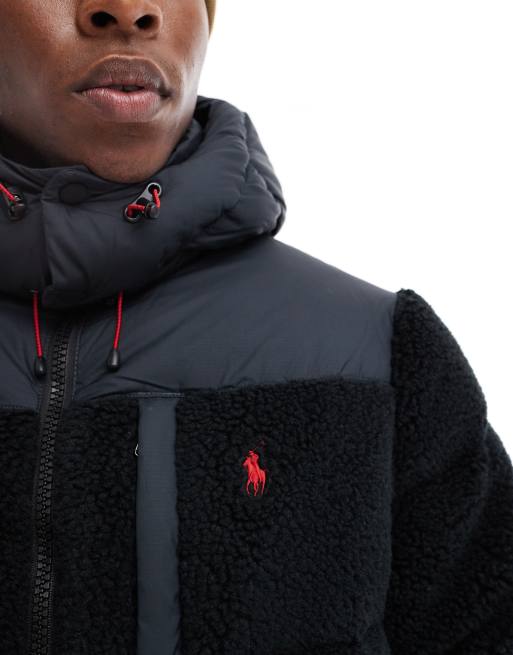 Polo Ralph Lauren detatchable hood borg down puffer jacket in