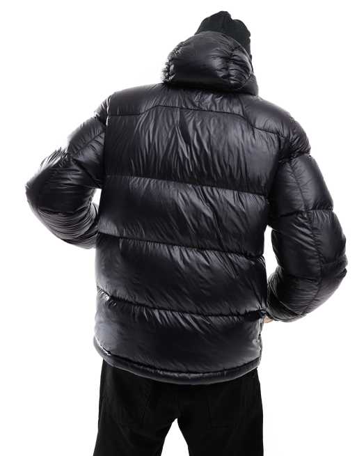 Polo Ralph Lauren  detatchable hood high shine down puffer jacket in black, 2 of 4