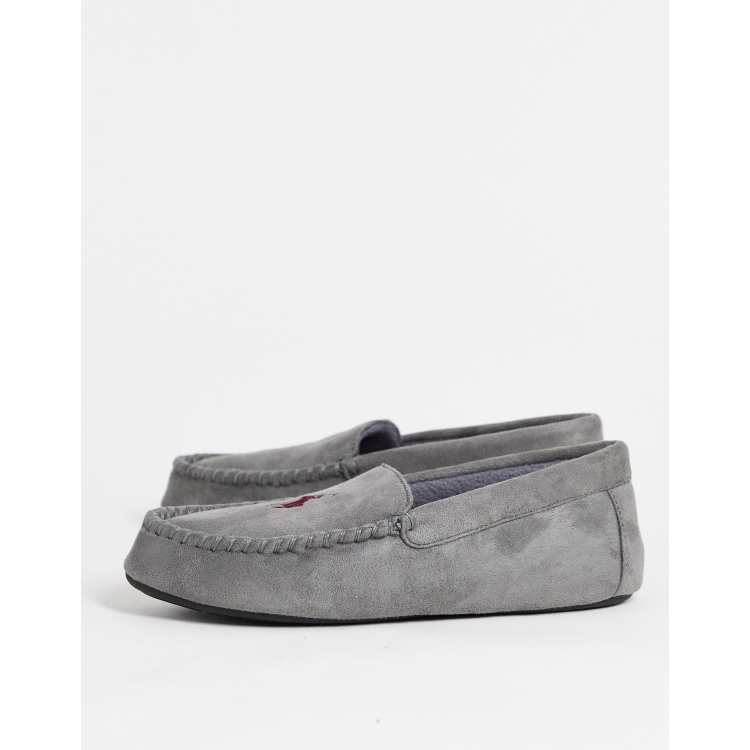 Polo Ralph Lauren dezi iv moccasin slippers in grey ASOS