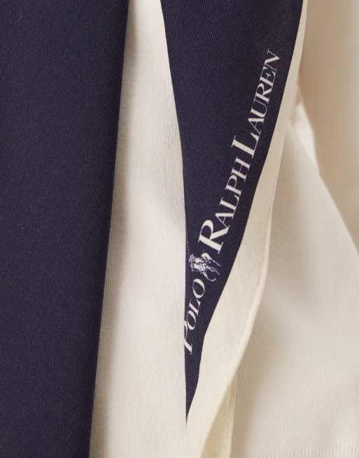 Polo Ralph Lauren diamond logo scarf in navy and cream, 3 of 5