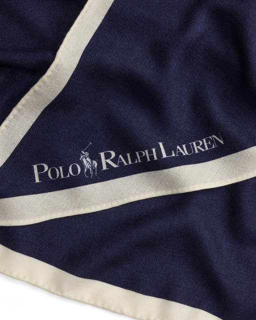 Polo Ralph Lauren diamond logo scarf in navy and cream, 4 of 5