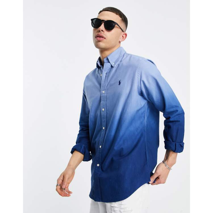 Polo Ralph Lauren dip dyed custom regular fit oxford shirt in blue