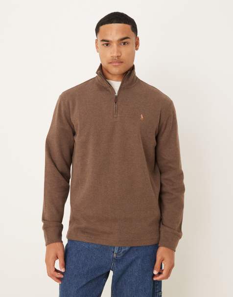 Polo Ralph Lauren - Dobbeltstrikket brun sweatshirt med ikonlogo og halv lynlås - view 1