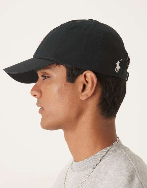 Polo Ralph Lauren dog logo twill baseball cap in black | ASOS