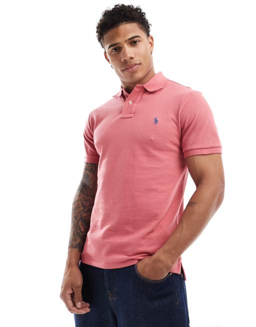 Polo Ralph Lauren – Dopasowana koszulka polo z piki z logo w kolorze spranej czerwieni