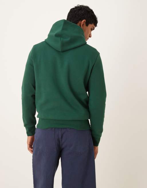 Polo Ralph Lauren – Doppelstrick-Kapuzenpullover in Dunkelgrün mit mittigem Markenlogo-Schriftzug, 3 von 5