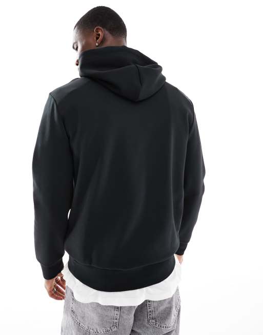 Polo Ralph Lauren – Doppelstrick-Kapuzenpullover in Schwarz mit mittigem Logo, 4 von 4