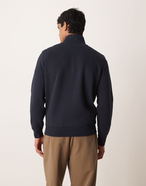 Polo Ralph Lauren – Doppelstrick-Sweatshirt in Marineblau mit Markenlogo und kurzem Reißverschluss, 3 von 5