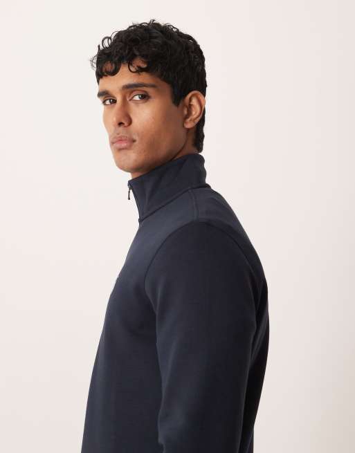 Polo Ralph Lauren – Doppelstrick-Sweatshirt in Marineblau mit Markenlogo und kurzem Reißverschluss, 5 von 5