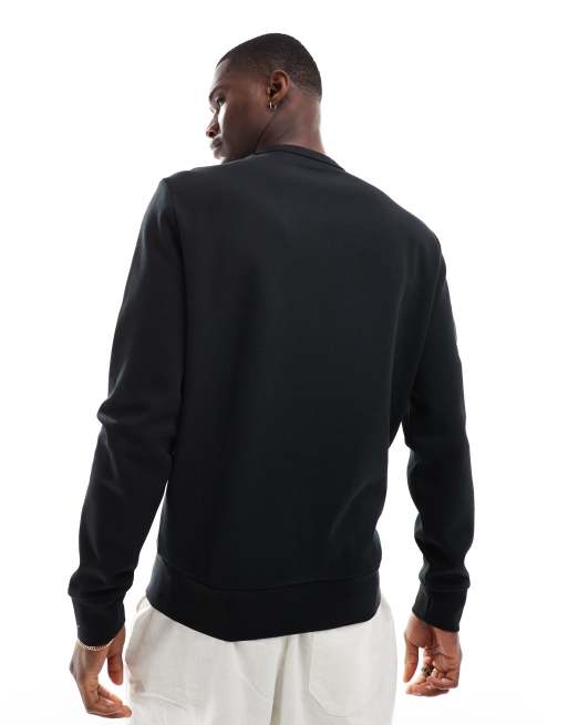 Polo Ralph Lauren – Doppelstrick-Sweatshirt in Schwarz mit mittigem Logo, 3 von 4