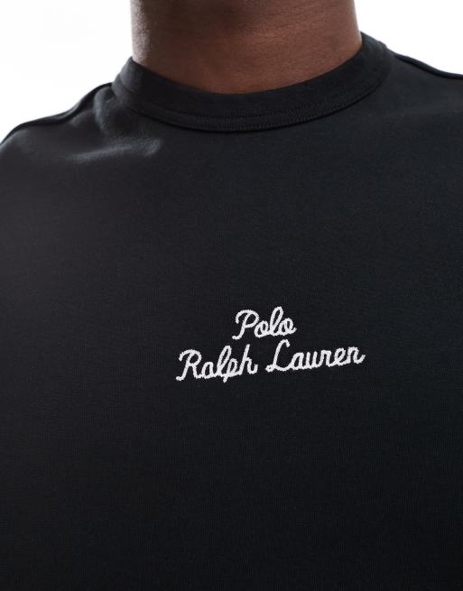 Polo Ralph Lauren – Doppelstrick-Sweatshirt in Schwarz mit mittigem Logo, 4 von 4