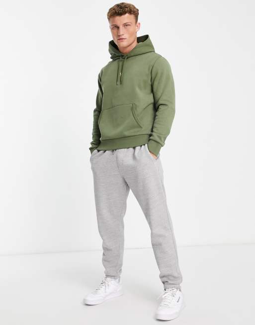 Polo Ralph Lauren – Doppelt gestrickter Kapuzenpullover aus Sweatshirt-Stoff in Olivgrün mit mittigem Markenlogo