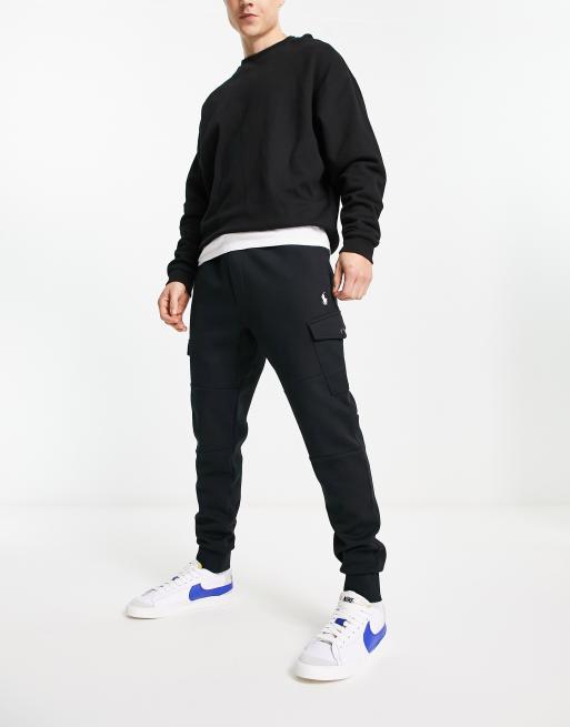 Polo Ralph Lauren double knit cargo joggers in black | ASOS