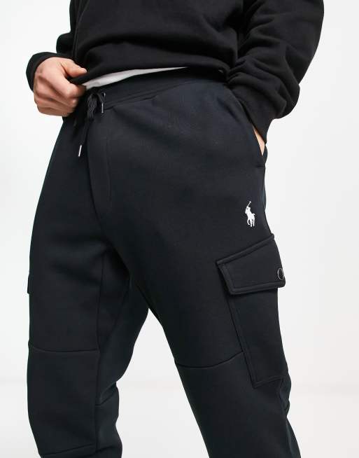 Polo Ralph Lauren double knit cargo joggers in black ASOS