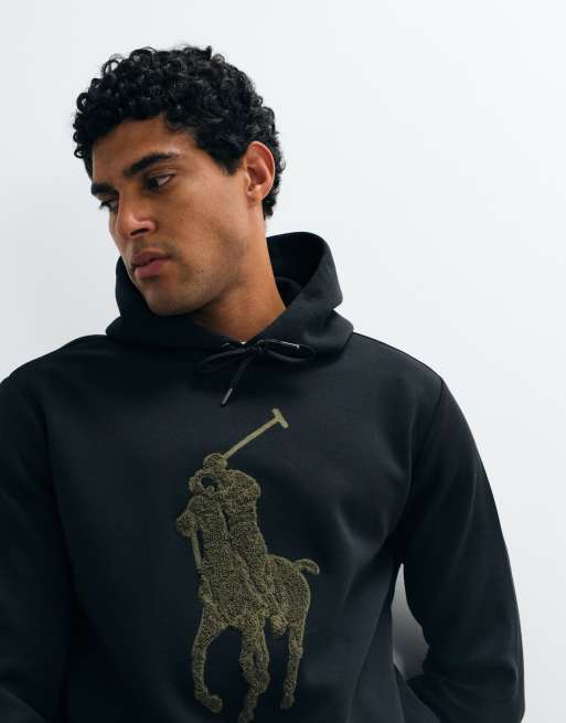 Polo Ralph Lauren double knit hoodie in black, 5 of 5