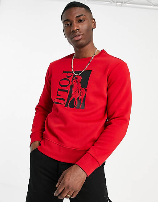 Polo Ralph Lauren double knit tech box player logo print sweatshirt in red