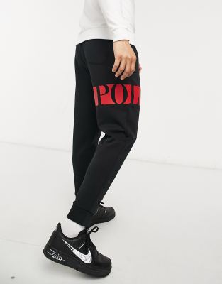 black and red polo sweatpants