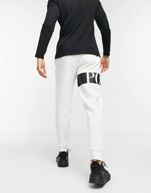 Polo Ralph Lauren double knit tech leg logo cuffed sweatpants in white