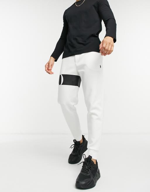 Polo Ralph Lauren player logo double tech cuffed joggers in white