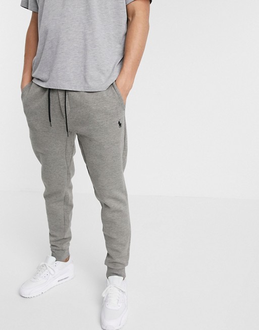 Polo Ralph Lauren double tech slim fit cuffed joggers player logo in grey marl