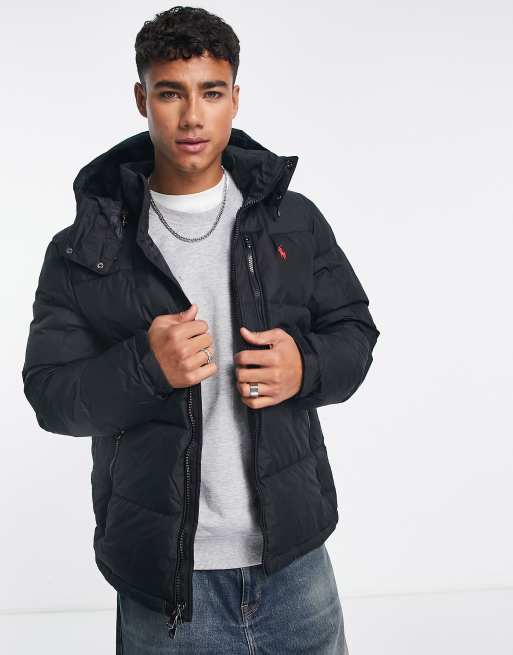 Ralph lauren hooded down cheap jacket black