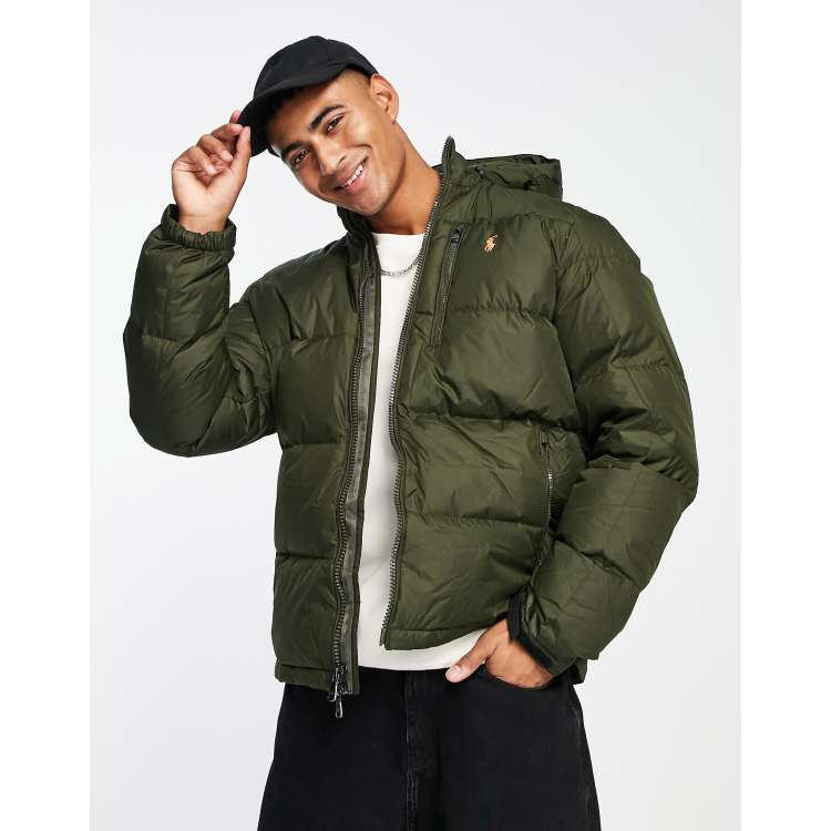 Down jacket olive clearance green