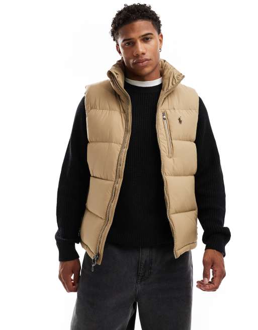 Polo Ralph Lauren down puffer gilet in khaki tan