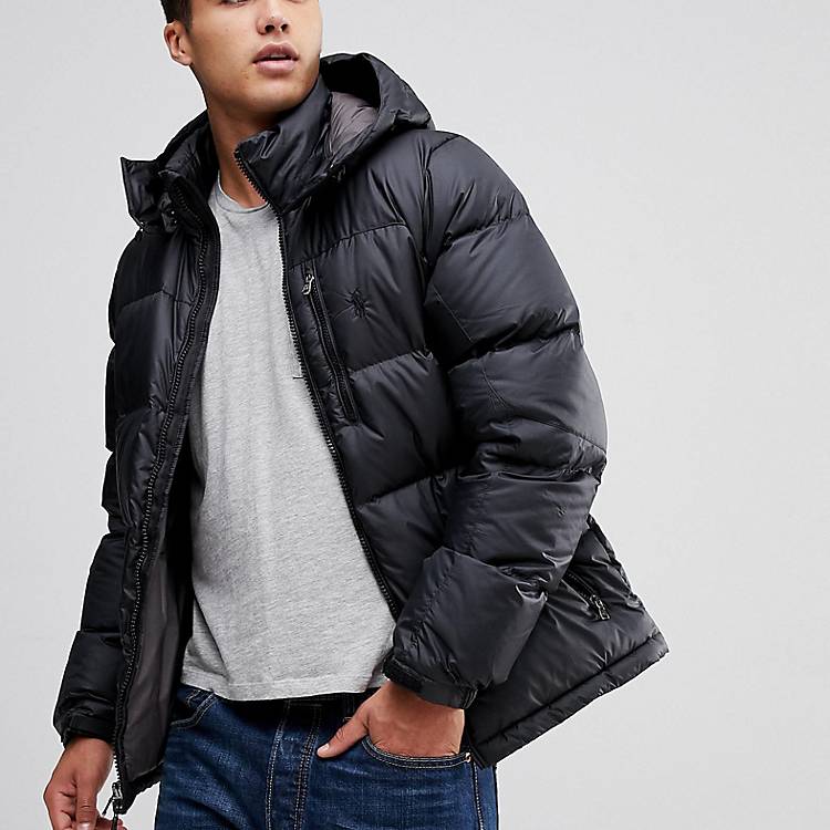 Polo Ralph Lauren Down Puffer Jacket Detachable Hood in Black | ASOS
