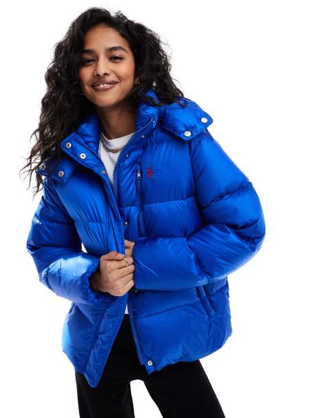 Polo Ralph Lauren down puffer jacket with logo in blue - view 1