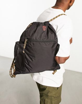 Polo Ralph Lauren drawstring backpack in black with side pockets