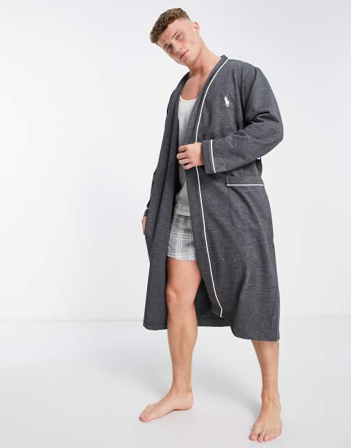 Polo Ralph Lauren dressing gown in charcoal grey with pony logo ASOS