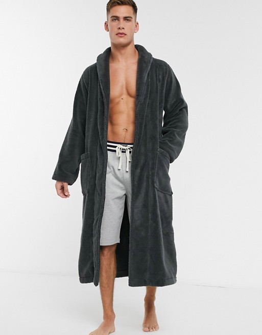 Polo Ralph Lauren dressing gown in grey with multi player logo