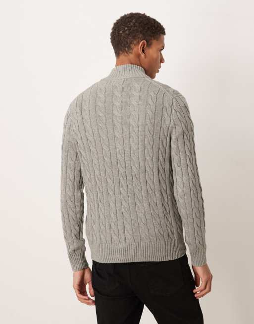 Polo Ralph Lauren - Driver - Pull en maille torsadée de coton à demi-zip avec logo emblématique - Gris chiné , 3 de 5