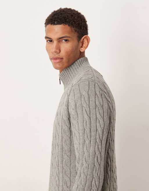 Polo Ralph Lauren - Driver - Pull en maille torsadée de coton à demi-zip avec logo emblématique - Gris chiné , 4 de 5