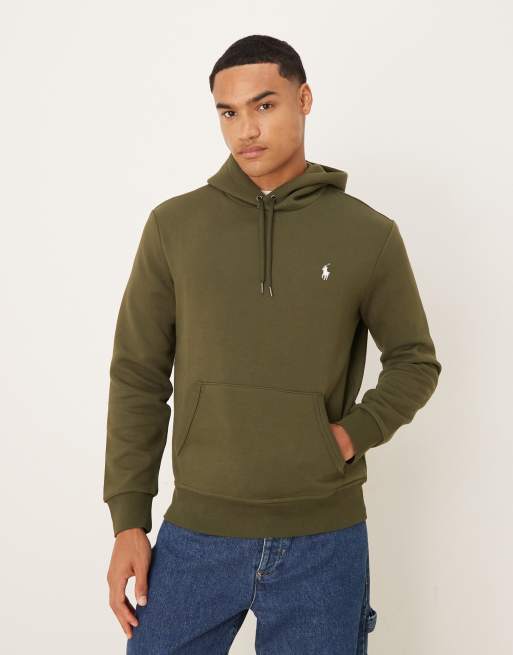 Polo Ralph Lauren - Dubbelgebreide hoodie met klein logo in olijfgroen
