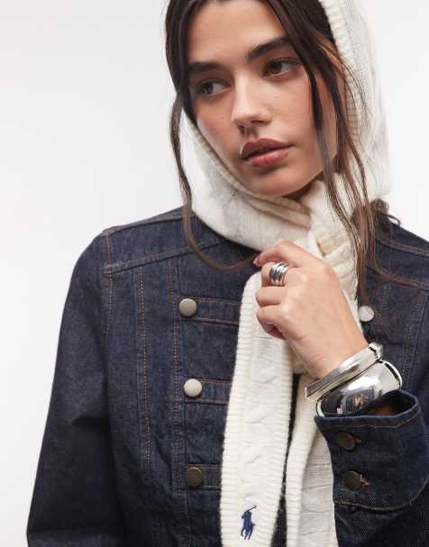 Polo Ralph Lauren écharpe cache-cœur en maille torsadée crème - view 1